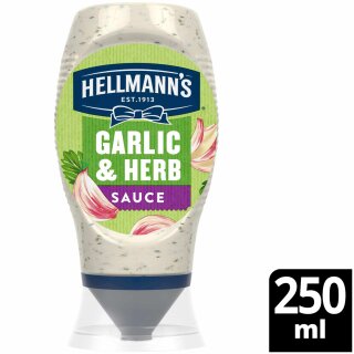 Hellmann´s Grillsauce Garlic&Herb Knoblauch+Kräuter perfekt zu Fleisch Fisch und Gemüse VPE (8x250ml Flasche)