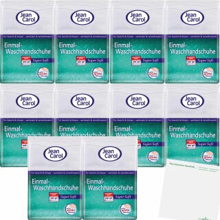 Jean Carol Einmal-Waschhandschuhe Super Soft VPE (10x12St Packung) + usy Block