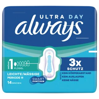 always Ultra Binde Normal Leichte/Mässige Periode mit Flügeln (14 Stück)