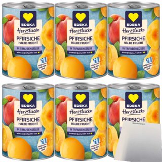 Edeka Herzstücke Pfirsiche halbe Frucht in Traubensüße VPE (6x410g Dose) + usy Block