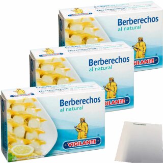 Vigilante Herzmuscheln Natur Berberechos al natural (3x115g Dose) + usy Block