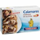 Vigilante Calamares, gefüllte Tintenfischstücke in Pflanzenöl (3x111g Dose) + usy Block