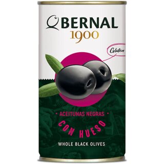 Bernal Aceitunas Negras, Schwarze Oliven mit Kern (350g Dose)