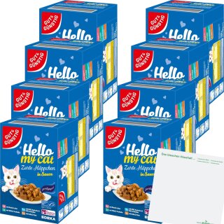 G&G Hello my cat Zarte Häppchen in Sauce VPE (8x12x100g Packung) + usy Block