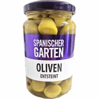 Spanischer Garten Grüne Oliven entsteint (350g Glas)