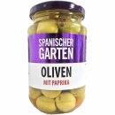 Spanischer Garten Grüne Oliven gefüllt mit...