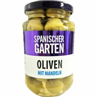 Spanischer Garten Grüne Oliven mit Mandeln (350g Glas)