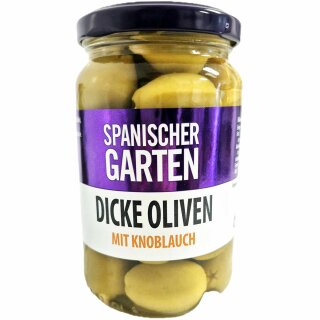 Spanischer Garten Dicke Oliven mit Knoblauch (350g Glas)