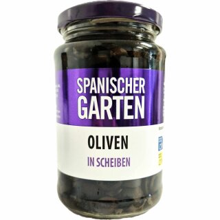 Spanischer Garten Schwarze Oliven in Scheiben (350g Glas)