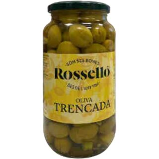 Rossello Oliva Trencada Geteilte Oliven mit Stein (980g Glas)