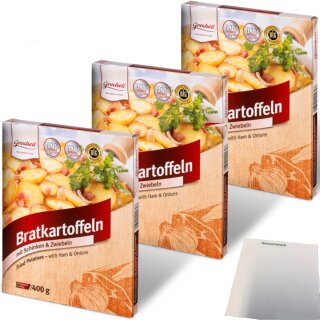 Grocholl Bratkartoffeln Zwiebel&Schinken 3er Pack (3x400g Packung) + usy Block