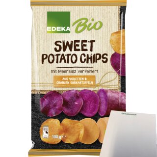 Edeka Sweet Potato Chips aus Orangen & violetten Süßkartoffeln VPE (12X100g Packung) + usy Block