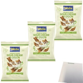 Wasa Crunchy Bites Sour Cream & Onion 3er Pack (3x100g Beutel) + usy Block