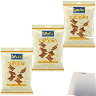 Wasa Crunchy Bites Cheddar Flavour 3er Pack (3x100g Beutel) + usy Block