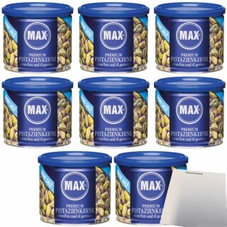 MAX Pistazienkerne geröstet 0 Salz VPE (8x150g Dose) + usy Block