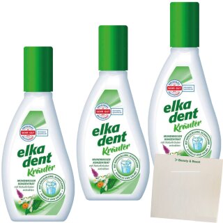 Elkadent Mundwasser Kräuter 3er Pack (3x125ml Flasche) + usy Block