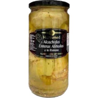 Hortamed Alcachofas Enteras Alinadas, Marinierte Artischocken mit Stiel (720g Glas)