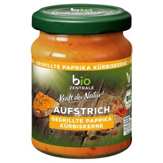 biozentrale Aufstrich gegrillte Paprika Kürbiskerne (125g Glas)