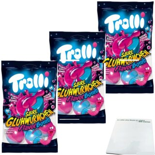 Trolli Flavor Bomb Saure Glühwürmchen 3er Pack (3x75g Beutel) + usy Block