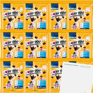 EDEKA Mini Trainingssnacks Huhn & Ente mit 80% Geflügel VPE (12x100g Beutel) + usy Block