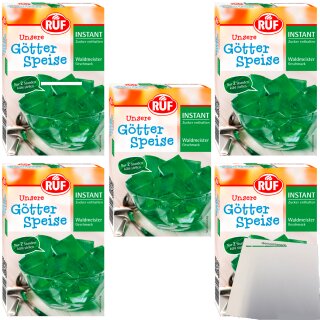 RUF Instant Götter Speise Waldmeister 5er Pack (5x100g Packung) + usy Block