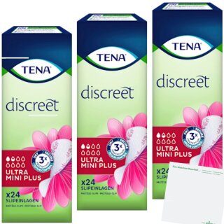 Tena Discreet Ultra Mini Plus 3er Pack (3x24er Stück) + usy Block