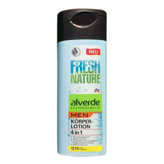 alverde Fresh Nature MEN Körperlotion 4in1 mit Q10 Plus Vitamin E (250ml Flasche)