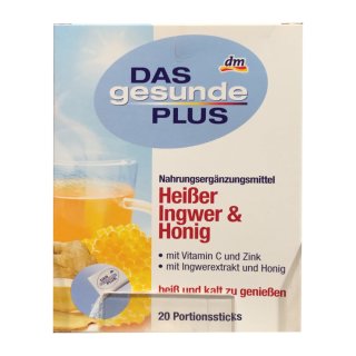DAS gesunde PLUS Heißgetränk Heißer Ingwer & Honig, Portionssticks (20 St Box)
