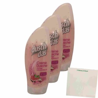 dusch das Creme Dusche mit Feige und Rosenblüten Öl 3er Pack (3x250ml Flasche) + usy Block