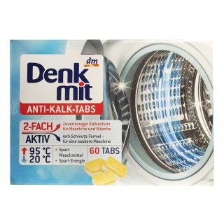 Denkmit Anti-Kalk Tabs, Anti Schmutz Formel für eine saubere Maschine (60 Tabs Packung)