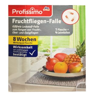 Profissimo Fruchtfliegen-Falle, 1 Flasche + 4 Leimfallen (1 St Beutel)