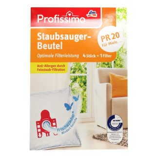 Profissimo Staubsauger Beutel PR20 für Miele,...Optimale Filterleistung (4 St + 1 Filler Packung)