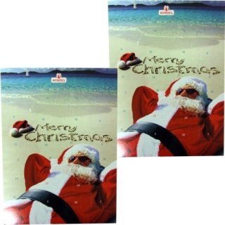 Adventskalender für Teenager Motiv: Weihnachtsmann liegt am Strand 100g (2er Pack)
