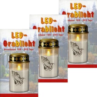 Allerheiligen LED-Grablicht in Weiss, 3 Stück