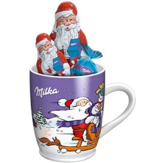 Milka Weihnachtsbecher 2012 mit 2 Schokoladen Weihnachtsmännern (Doppelpack)