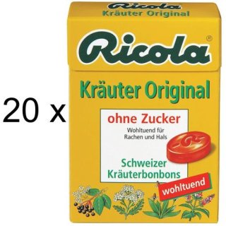 Ricola Kräuter Original ohne Zucker (20x 50g Box)