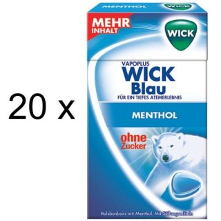 Wick Blau Halsbonbon ohne Zucker (20x 46g Box)