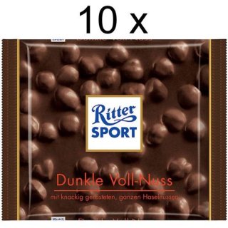 Ritter Sport Dunkle Voll Nuß (10x 100g Schokoladen-Tafeln)