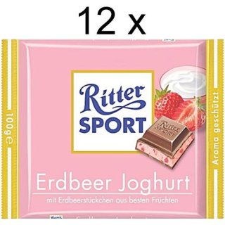 Ritter Sport Erdbeer Joghurt (12x 100g Schokoladen-Tafeln)