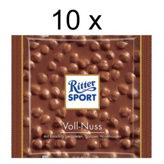 Ritter Sport Vollnuss, 10er Pack (10x 250g Packung)
