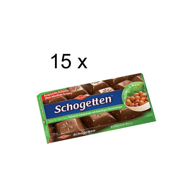Schogetten Vollmilch-Nuss Schokolade (15x 100g Tafel)