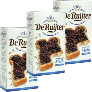 Schokoladen-Streusel von De Ruijter "Melk" (Vollmilch), 3x 200g