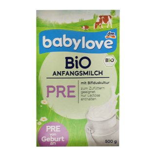 babylove Bio Anfangsmilch Pre von Geburt an (500g Box)
