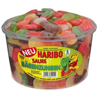 Haribo Saure Bärenzungen Fruchtgummi (150 Stck. Runddose)