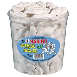 Haribo Weisse Mäuse Schaumzucker (150 Stück Runddose)