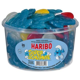 Haribo Super Schlümpfe Fruchtgummi (30 Stck. Runddose)