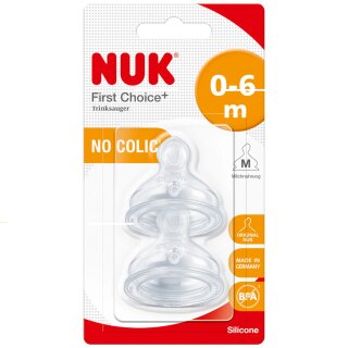 Nuk First Choice+ Trinksauger Silikon Gr.1, 0-6 Monate, Lochgröße M, 2 St