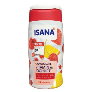 Isana cremedusche Vitamin & Joghurt mit Provitamin B5 & edlem Fruchtduft (300ml Flasche)
