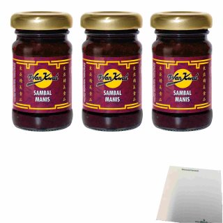 Wan Kwai Sambal Manis 3er Pack (3x65g Glas) + usy Block