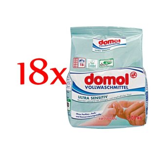domol Ultra Sensitiv Vollwaschmittel 16 WL, 18er Pack (18 x 1,08 kg)